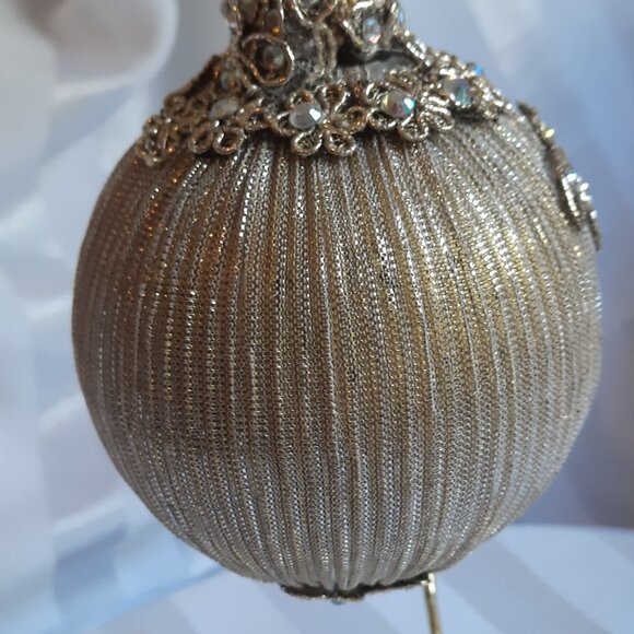 Handmade one of a kind Christmas ball elegant bronze stone #624 - Picture 2 of 6